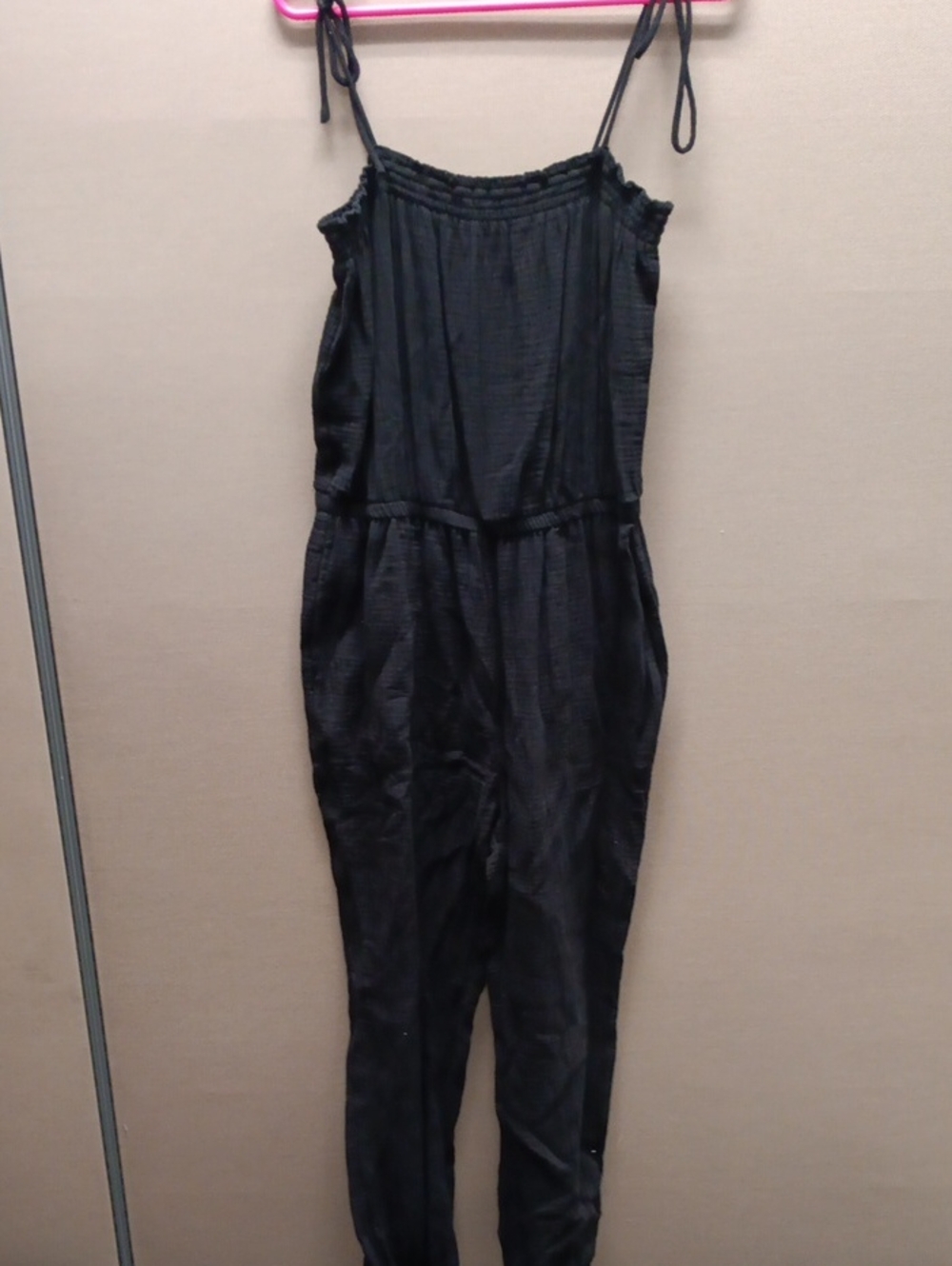Z Supply Black Tie-Shoulder Lightweight Jumpsuit